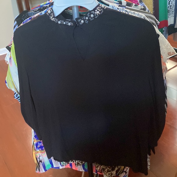 Black with pearl/crystal neck line blouse - Picture 2 of 2
